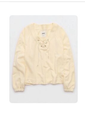 Lace-Up soft yellow Aerie Sweatshirt
